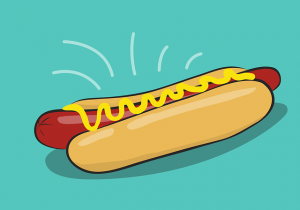 Image of a hot dog, a processed meat that has a lot of carcinogenic properties.