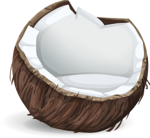 An image of a cut open coconut to discuss dairy food alternatives.