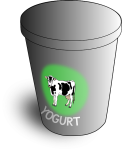 An image of yogurt with a cow on it to talk about how to choose healthier yogurt.