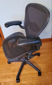 An image of my office chair to talk about how to choose a suitable chair for healthy posture.