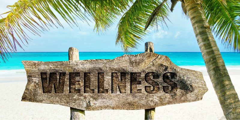 An image of a sign that says wellness on a beach to talk about what it means to live a holistic lifestyle and why it matters.