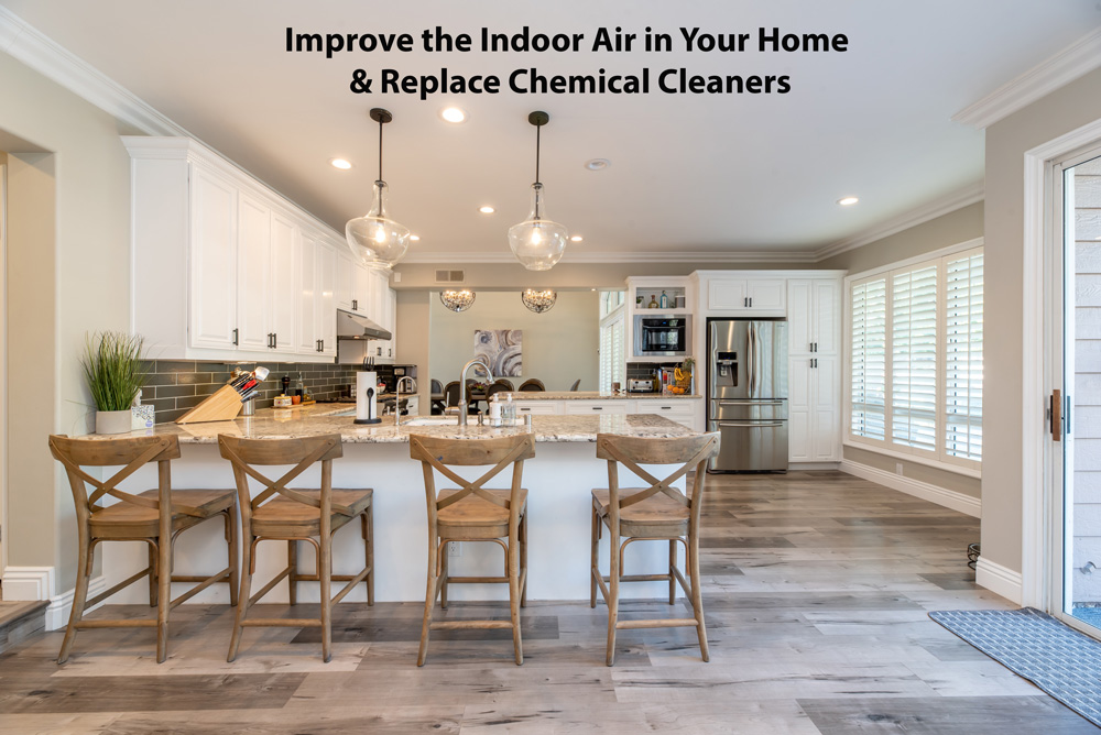 An image of a beautiful clean home to talk about indoor air quality solutions to breathe in less chemical toxins, and how to obtain natural cleaning products.