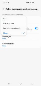 Do not disturb settings for android (updating contacts)