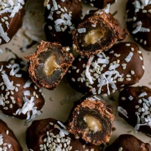 Tahini Stuffed Chocolate Covered Dates 