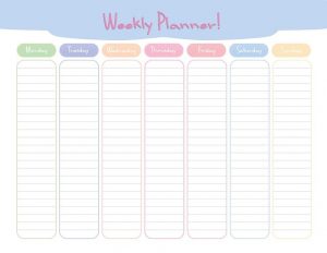 An image of a weekly planner to talk about how schedule chores and other activities can help you fill your life with more fun that brings you happiness.