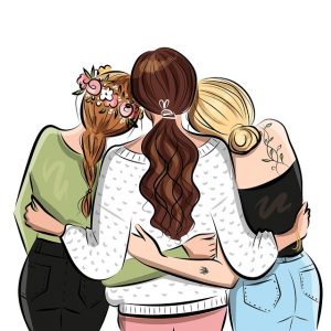 Three friends hugging to talk about how we need to forgive to have genuine relationships, we can't hold grudges, and be prideful. 