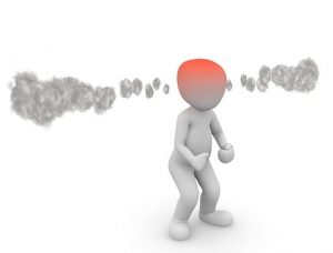 The shape of a person with a red head and smoke fuming from their head to talk about people who cause you to continuously burn with anger. 