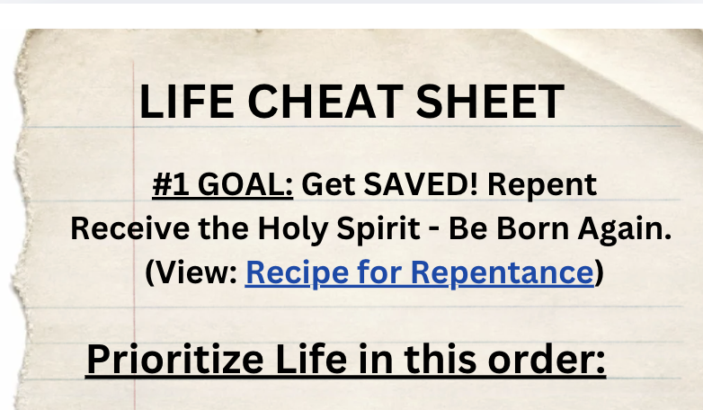 LIFE CHEAT SHEET